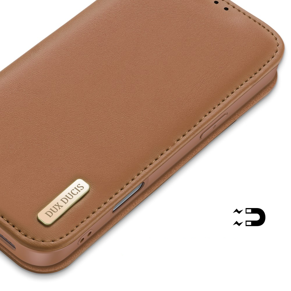 iPhone 16 Pro Max Flip Wallet Cover Echtleder Tasche (RFID Schutz) - Braun