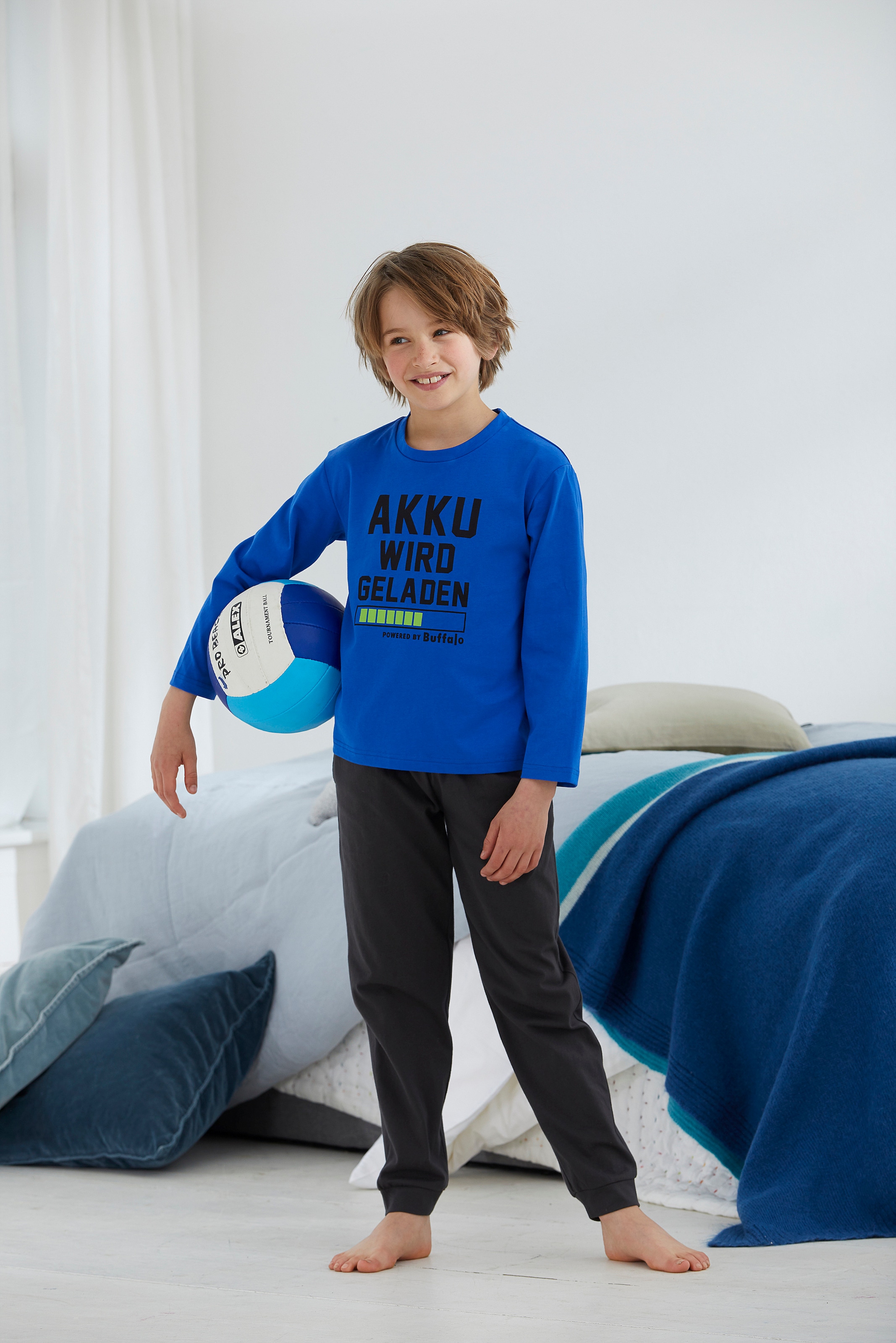 Buffalo Pyjama, 2 Stk. Schlafanzug mit Spruch Akku wird geladen