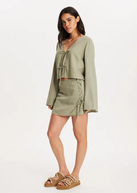 Skort met strik detail groen (GRN.O)
