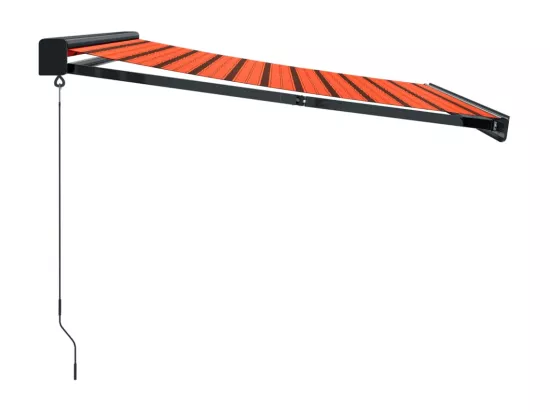 Auvent rétractable orange et marron 3,5x2,5m tissu et aluminium
