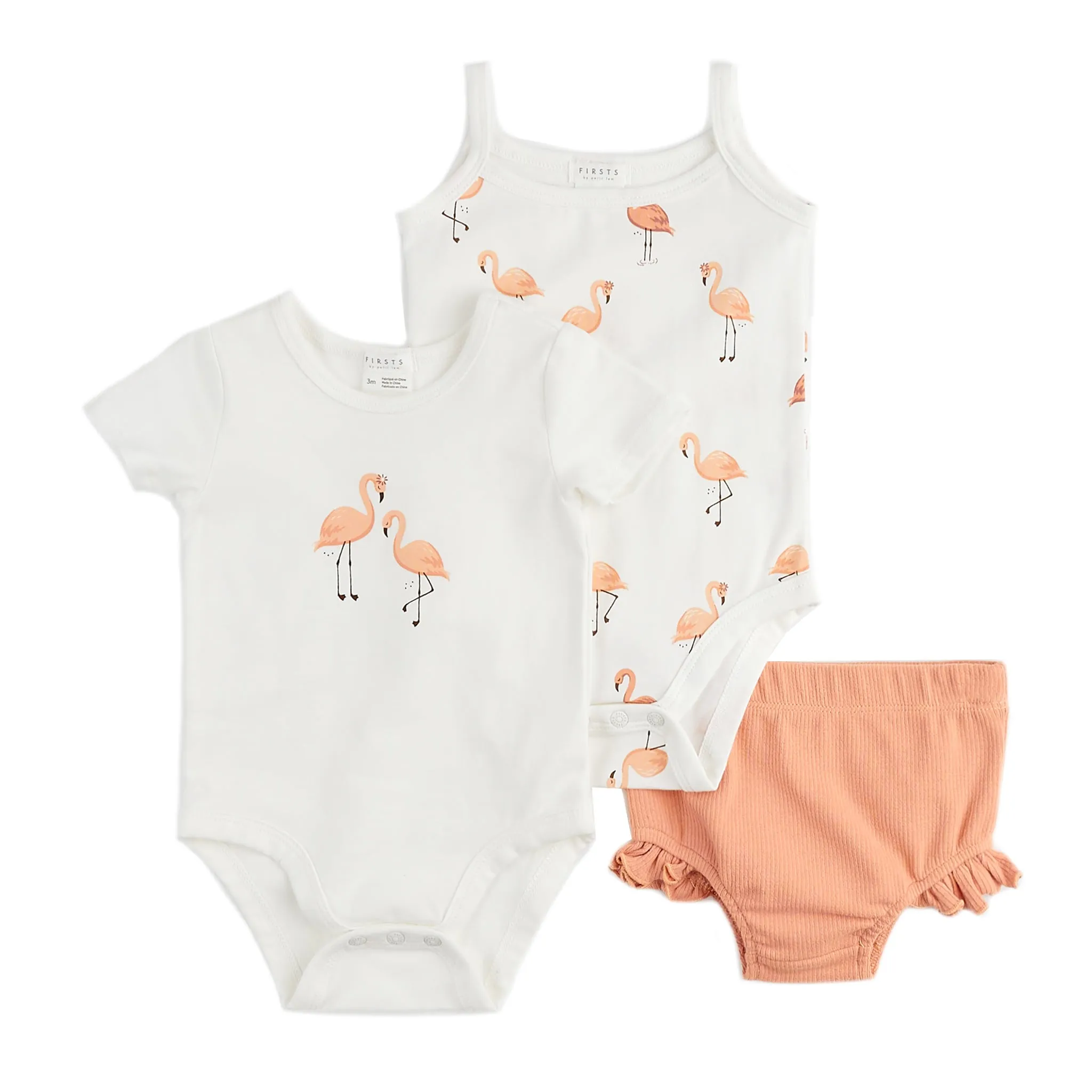 Firsts par Petit Lem Ensemble Short 3 Pièces Flamant 3-24mois