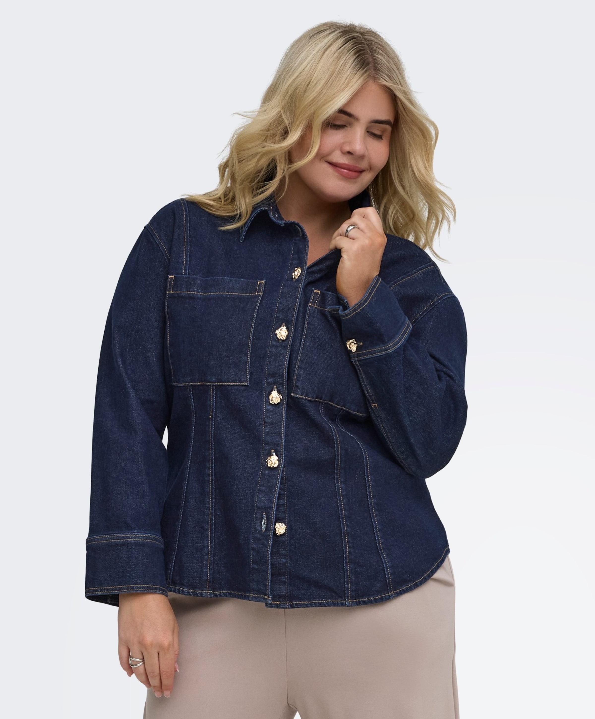 Only Carmakoma Dames blouse blauw