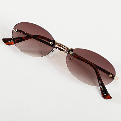 Lunettes De Soleil Doré Marron Dégradé