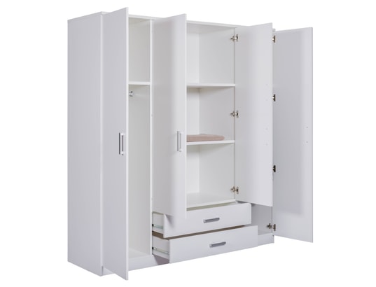 TERRE DE NUIT - Armoire 4 portes 2 tiroirs blanc