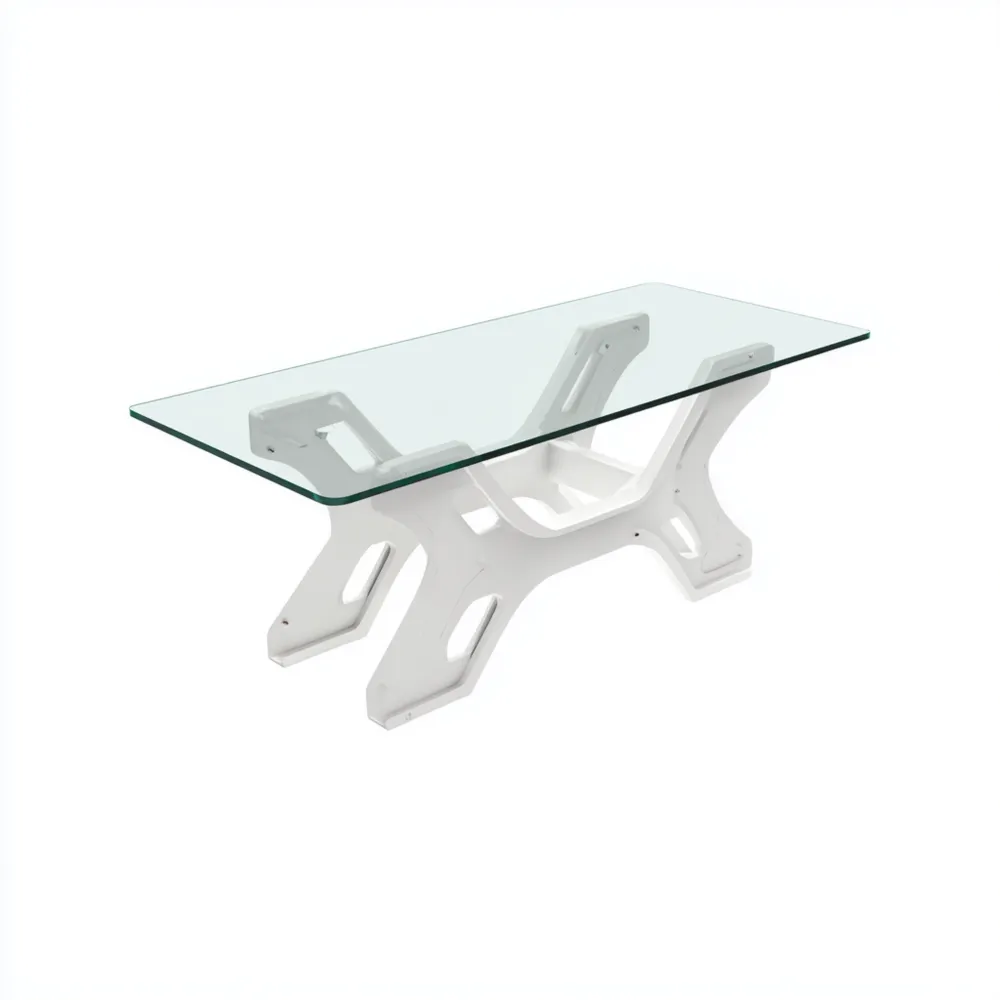 Esstisch Glasplatte 200x100x75 cm - Weiß - Modernes Design