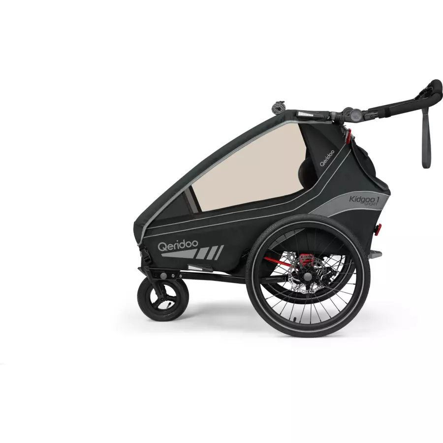 Qeridoo® Kinderfahrradanhänger Kidgoo 1 Sport Grey (Limited Edition) Kollektion 2023