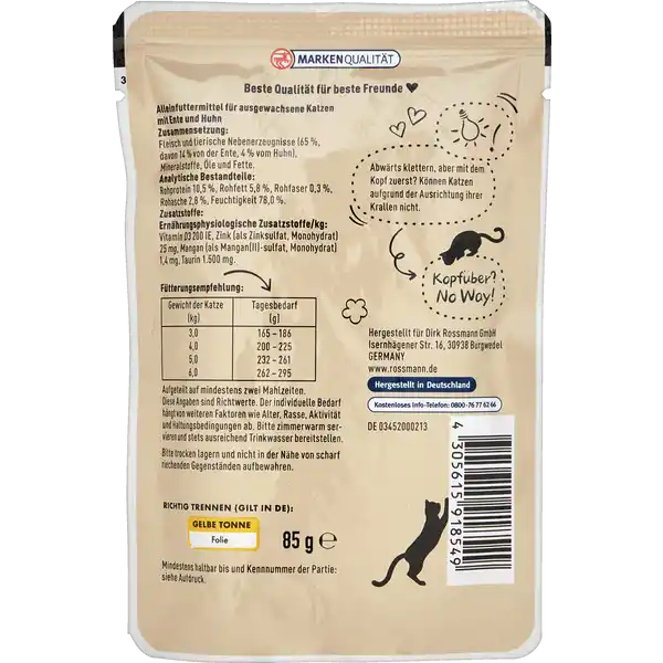 nature Katzenfutter mit Ente und Huhn
