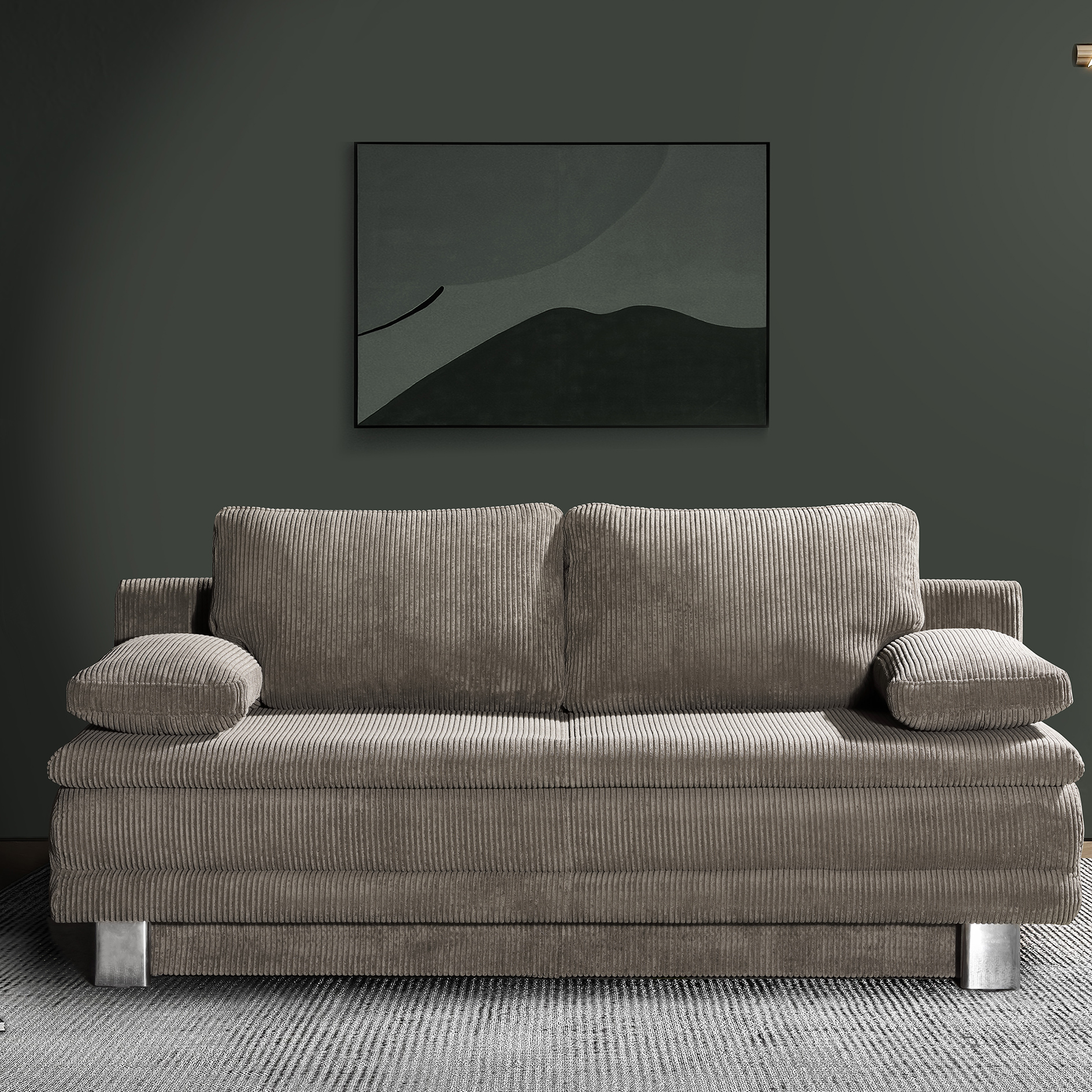 Schlafsofa - hellbraun - mit Staukasten - 194 cm breit