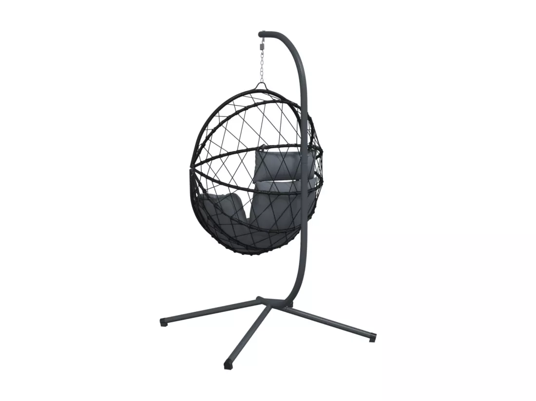 Chaise suspendue en forme d'œuf avec support anthracite