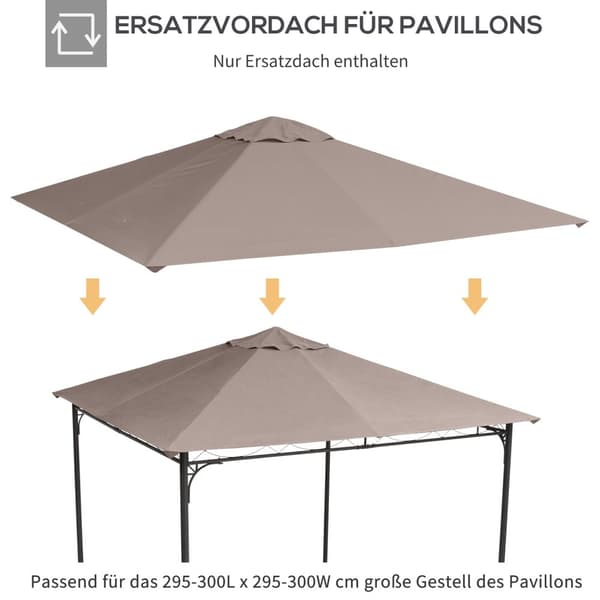 Gazebo Roof Replacement Gazebo Roof Gazebo Cover Solskjerm Polyester Beige 2,98 X 2,95 M
