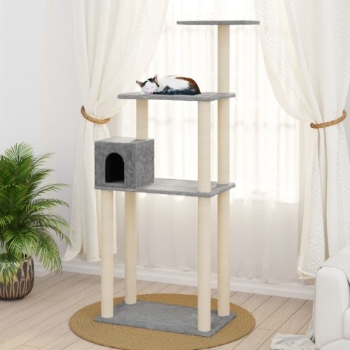 arranhador elevado Vidaxl cinza claro para gatos