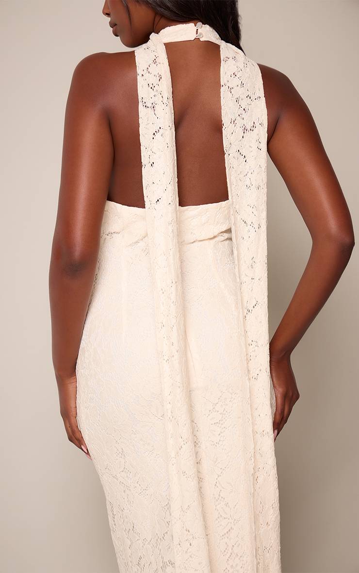 Citron Robe Longue En Dentelle À Encolure Plongeante Dos-nu Avec Détail Foulard