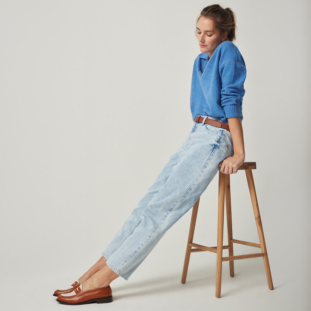 COLEÇÕES LA REDOUTE<br>Mom jeans, algodão orgânico, Signature PAULINE
