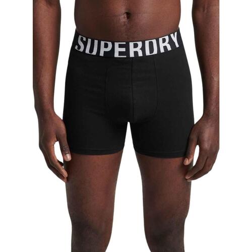 Superdry - BOXER DUAL LOGO DOUBLE PACK Negro