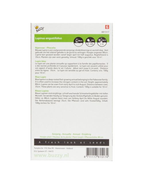 Buzzy Groenbemester Lupine Blauwe Bittere - Groenbemester - 100 g