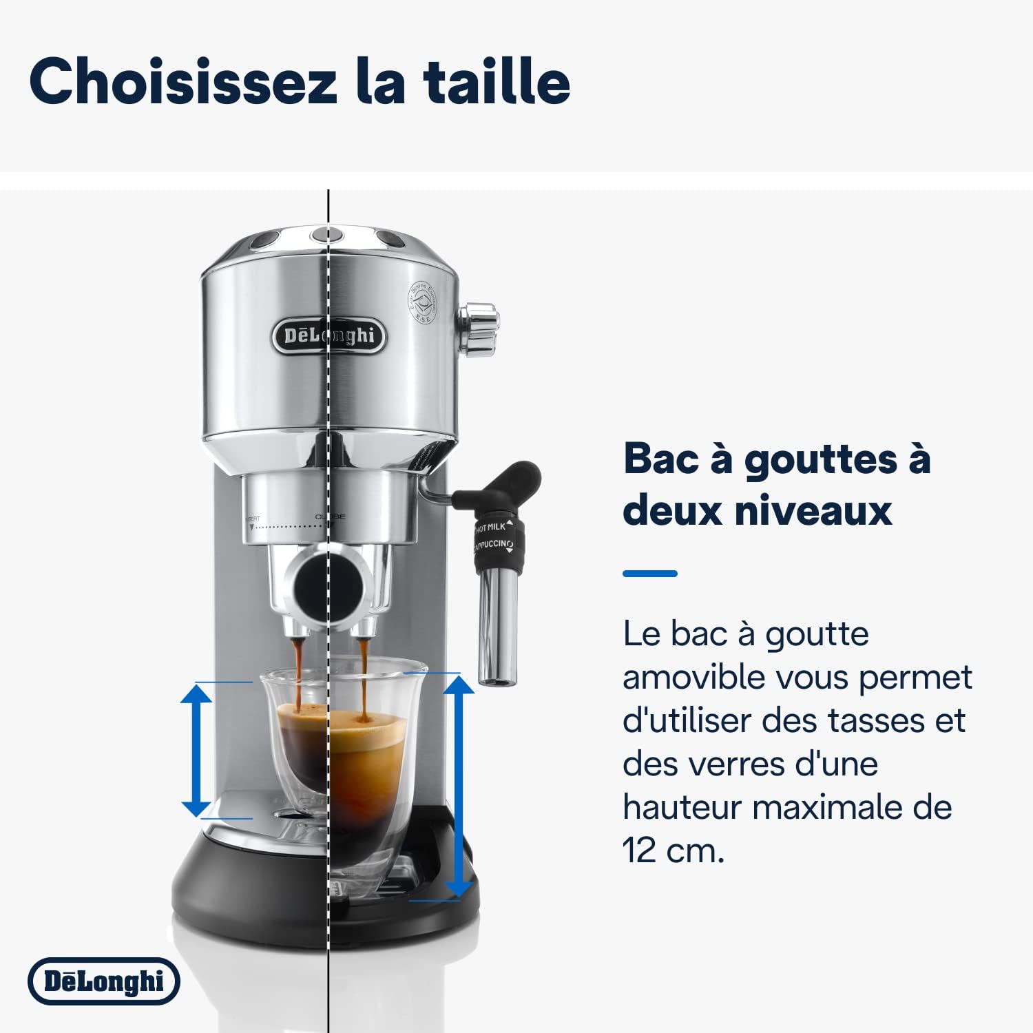 De'Longhi Dedica Style EC685.W, Machine à Café à Pompe en Acier Inoxydable Pour Café Moulu ou Dosettes, Machine à Espresso et Cappuccino, Réservoir de 1,3L, Système Anti-goutte, Blanc