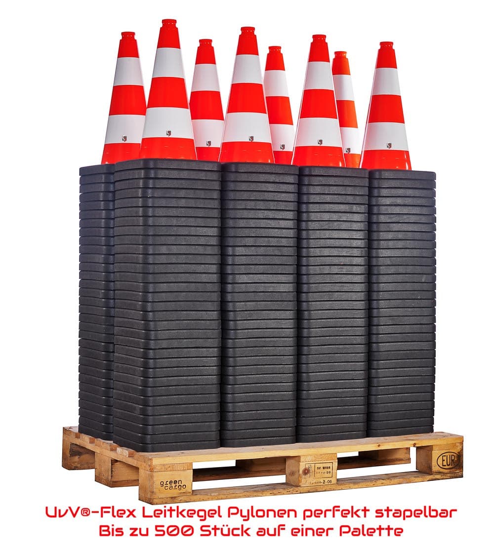 UVV FLEX gele verkeerskegels 50 cm, stabiel, ca. 2,1 kg, felle, aantrekkelijke kleuren / zonder folie