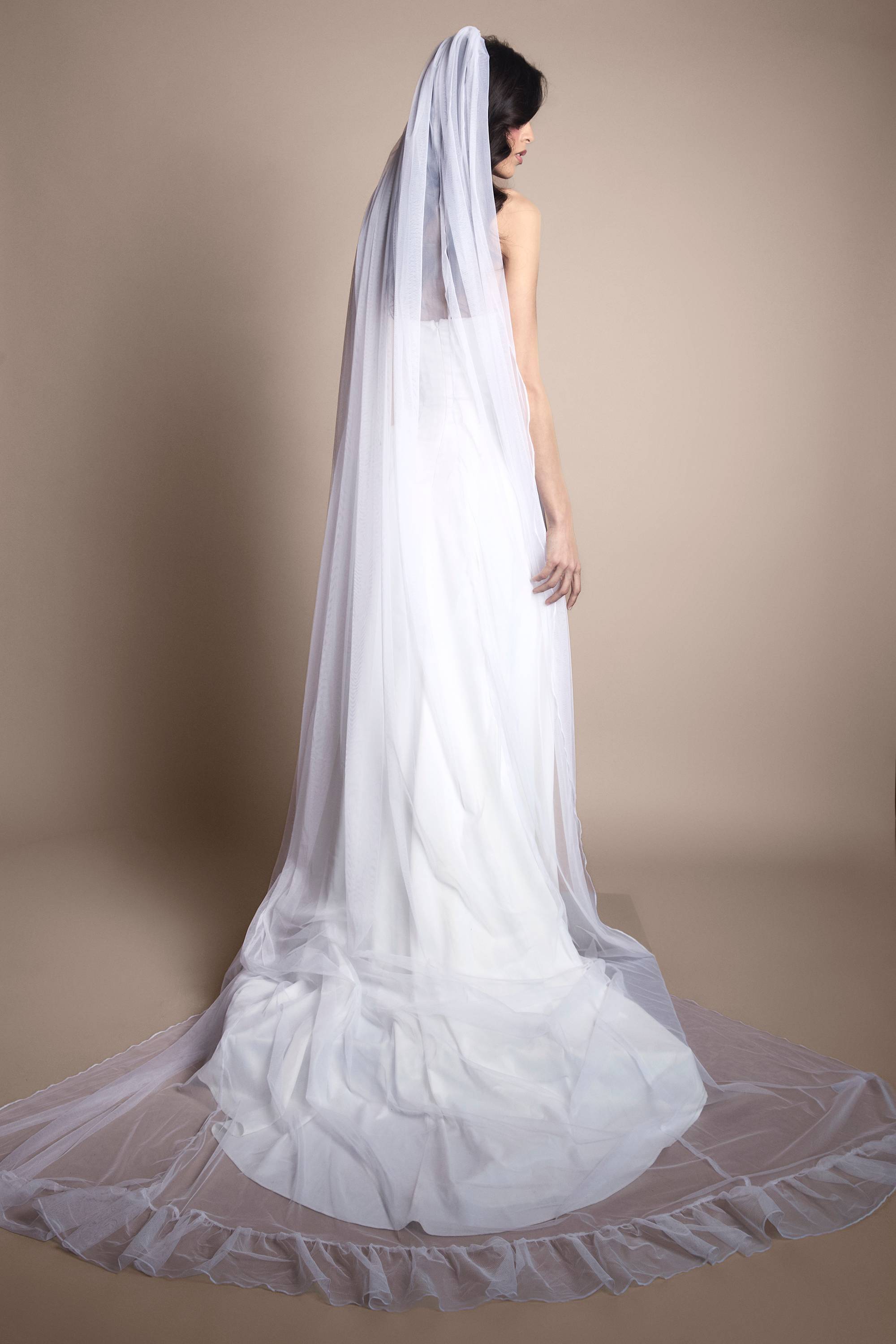Coast Voile de Cathédrale Premium en Tulle Doux avec Ourlet à Volants
