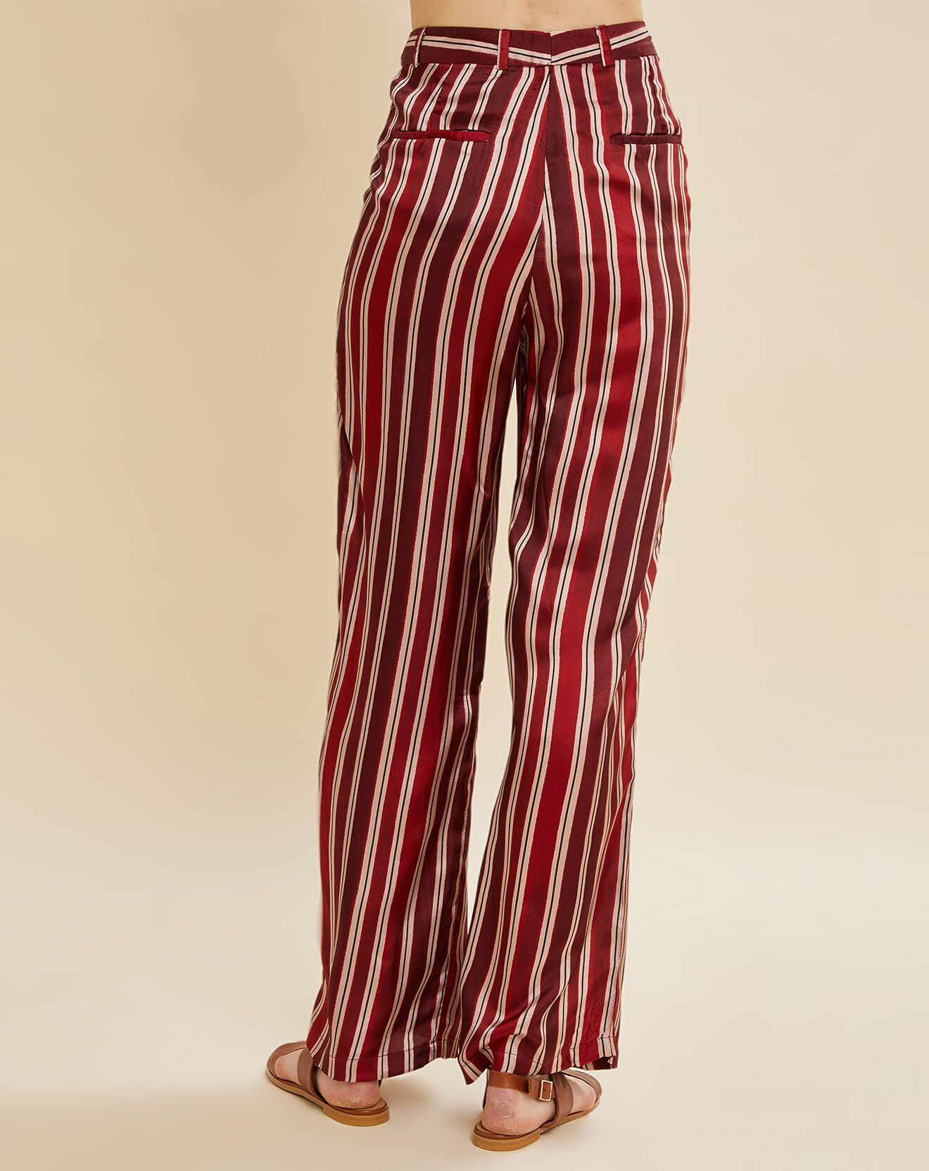 Chloé Stora Pantalon Poitiers rayé rouge