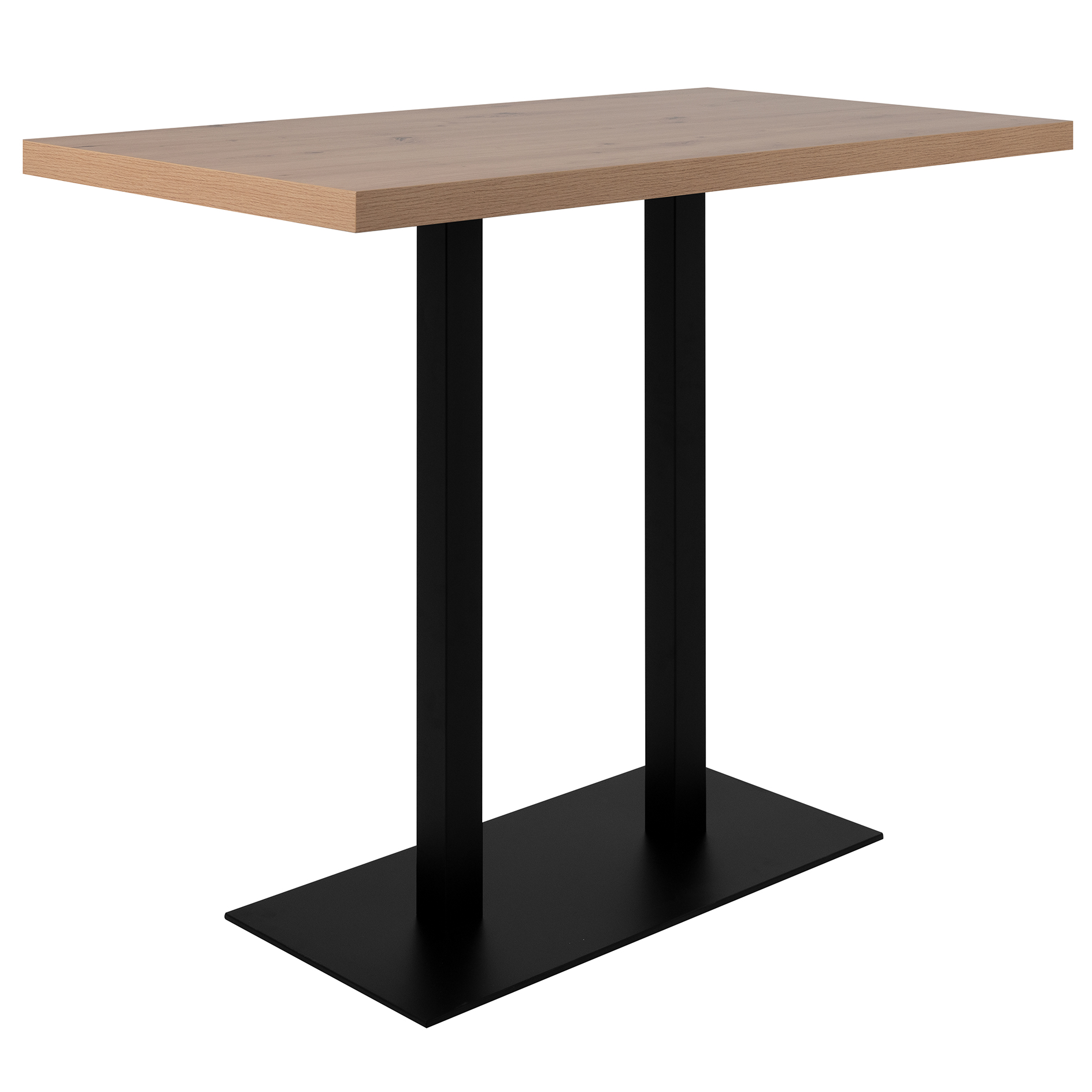 Bartisch QUADRATO - Artisan Eiche - schwarz - Doppelsäule