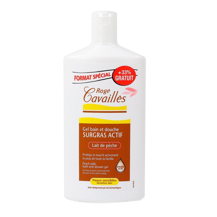 Gel bain & douche lait pêche 400ml (dont 33% offerts)