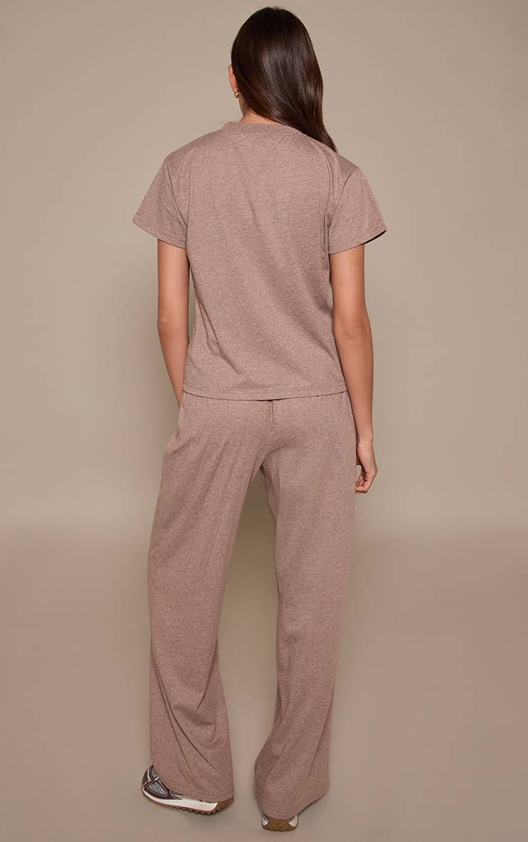 Taupe Ensemble Coordonné Pantalon Élastiqué Moucheté