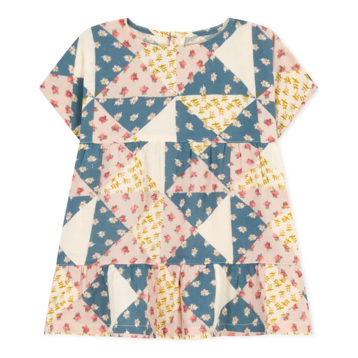 Petit Bateau Robe Gaze de Coton Façon Patchwork | Ecru
