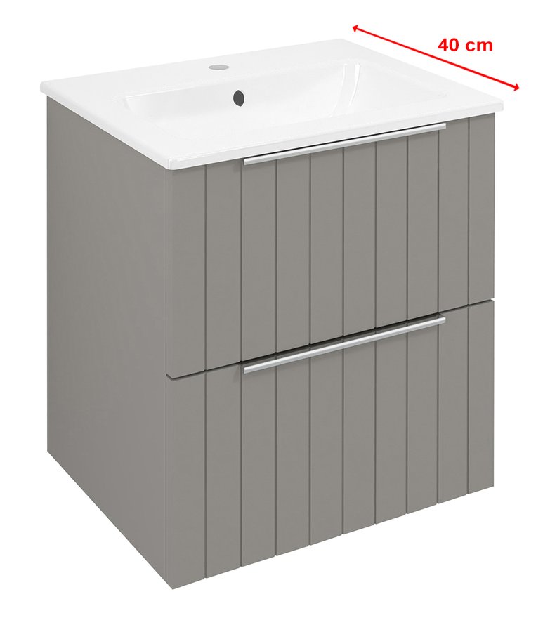 Sapho Cirasa Compact wastafel onderkast met ribbelfront 50x39x54cm taupe