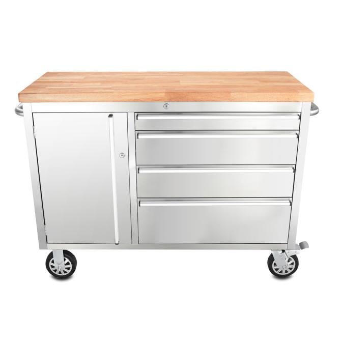 Ondis24 werkplaatswagen roestvrij staal 130 cm met 4 laden