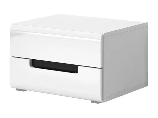 Chambre à coucher LUCIA : Armoire 4 portes + Lit 180x200 + 2 Chevets. Couleur blanc, style design