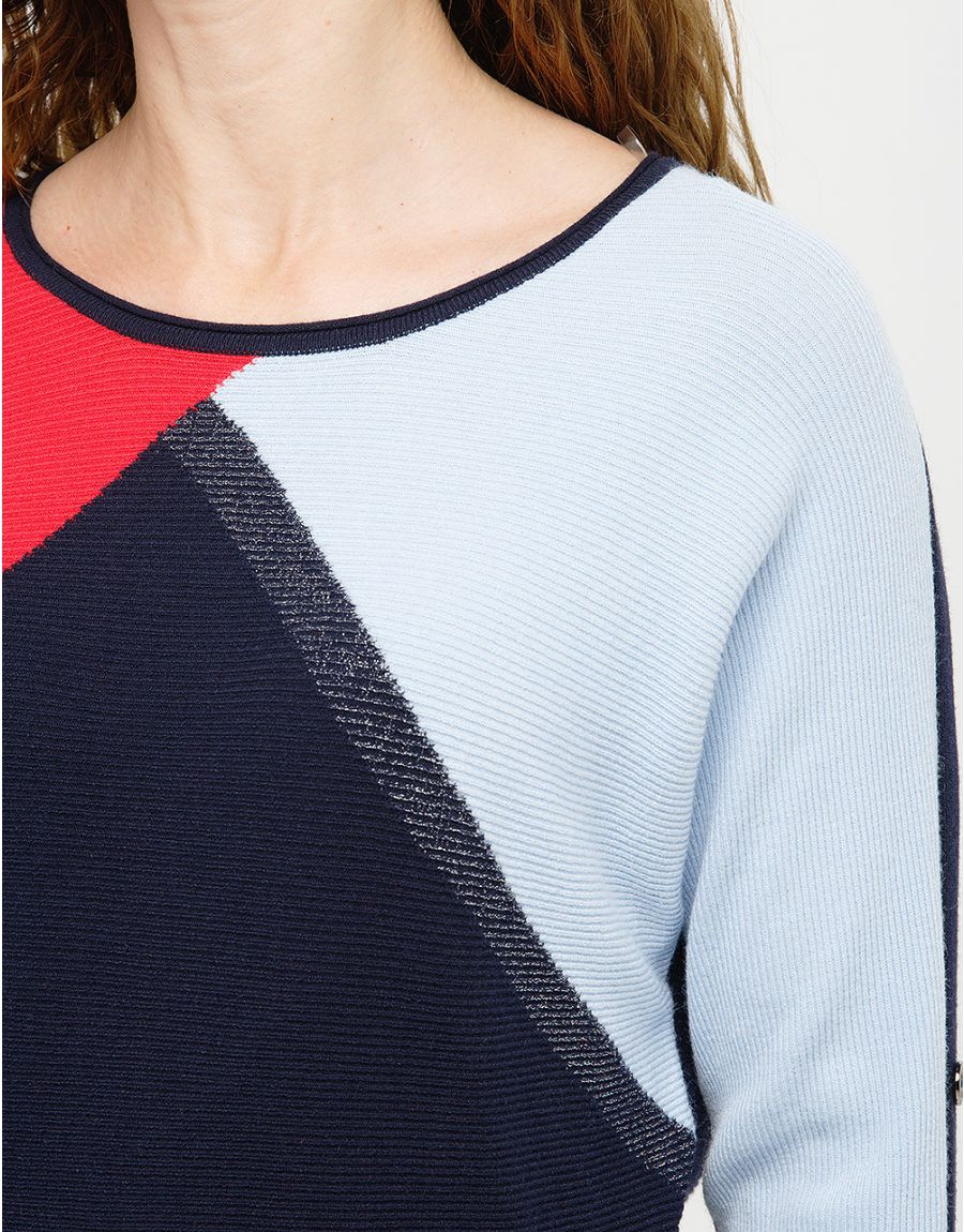 Pull tricolore ample