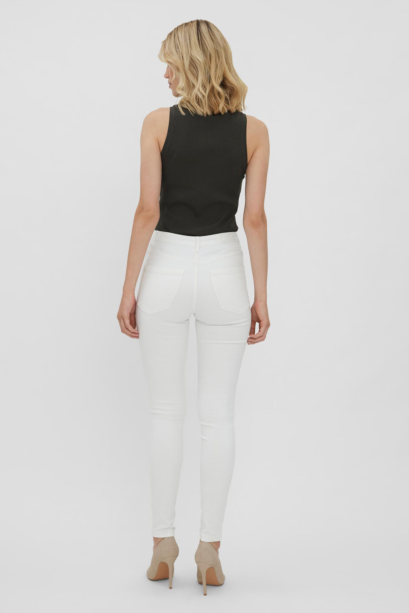 Calça jeans skinny de cintura alta Sophia - Branca