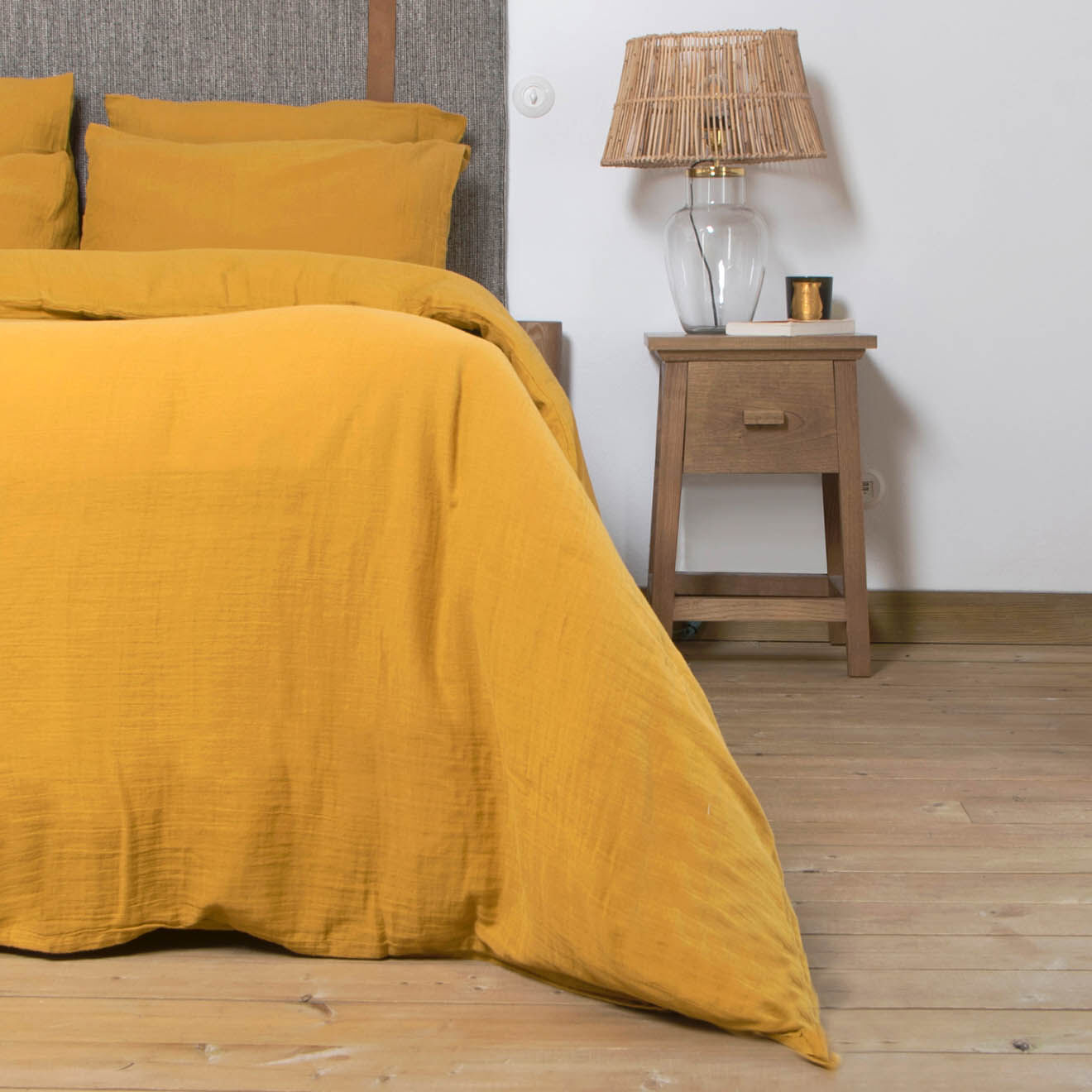 Febronie Home Taie d'oreiller 100% Gaze de Coton Clara safran