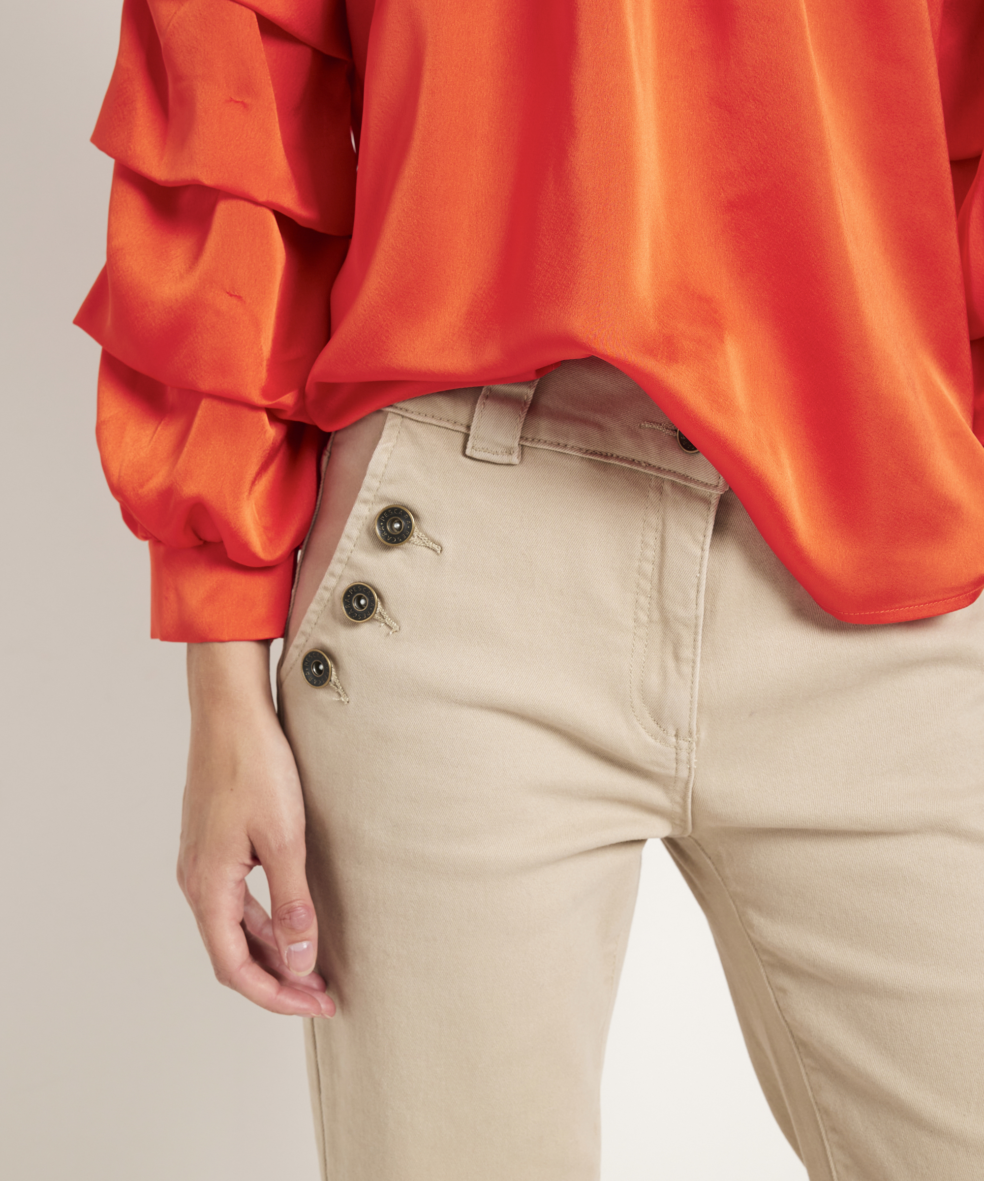 wide flared fit broek stretch twill