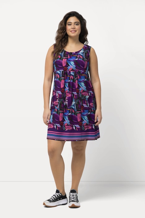 Jerseykleid, bedruckt, A-Linie, Rundhals, ärmellos