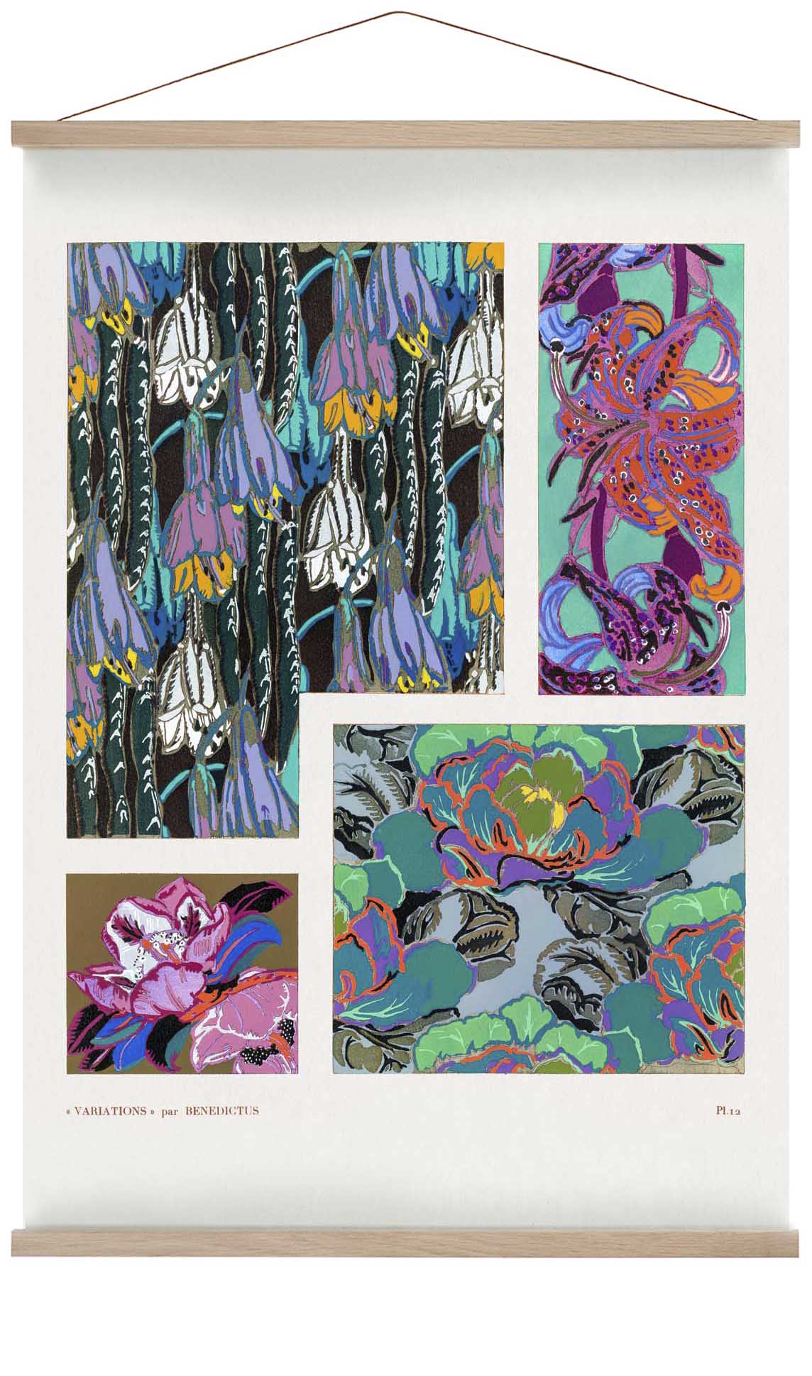 Vintage Florales Art-Déco-Muster, Variation 12 von Édouard Bénédictus