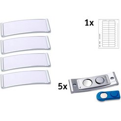 Badge, 68 x 22 mm, set de 20, argent