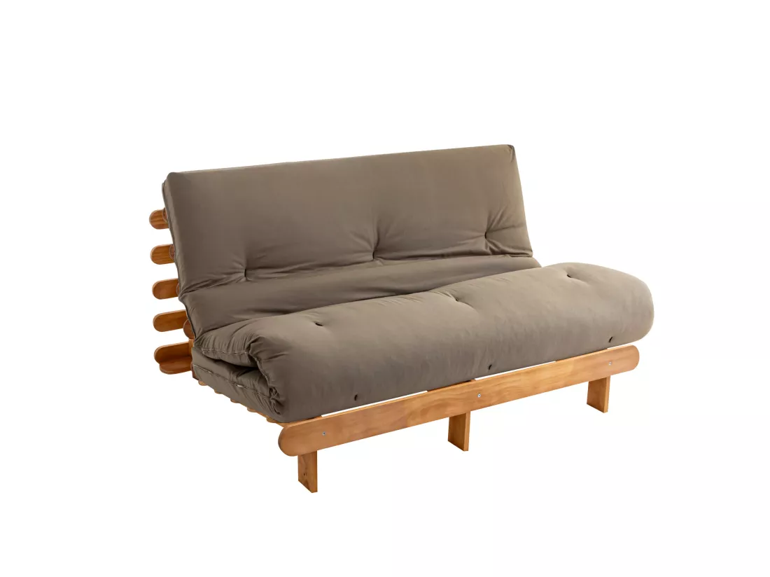 Matelas futon taupe en coton 90x190