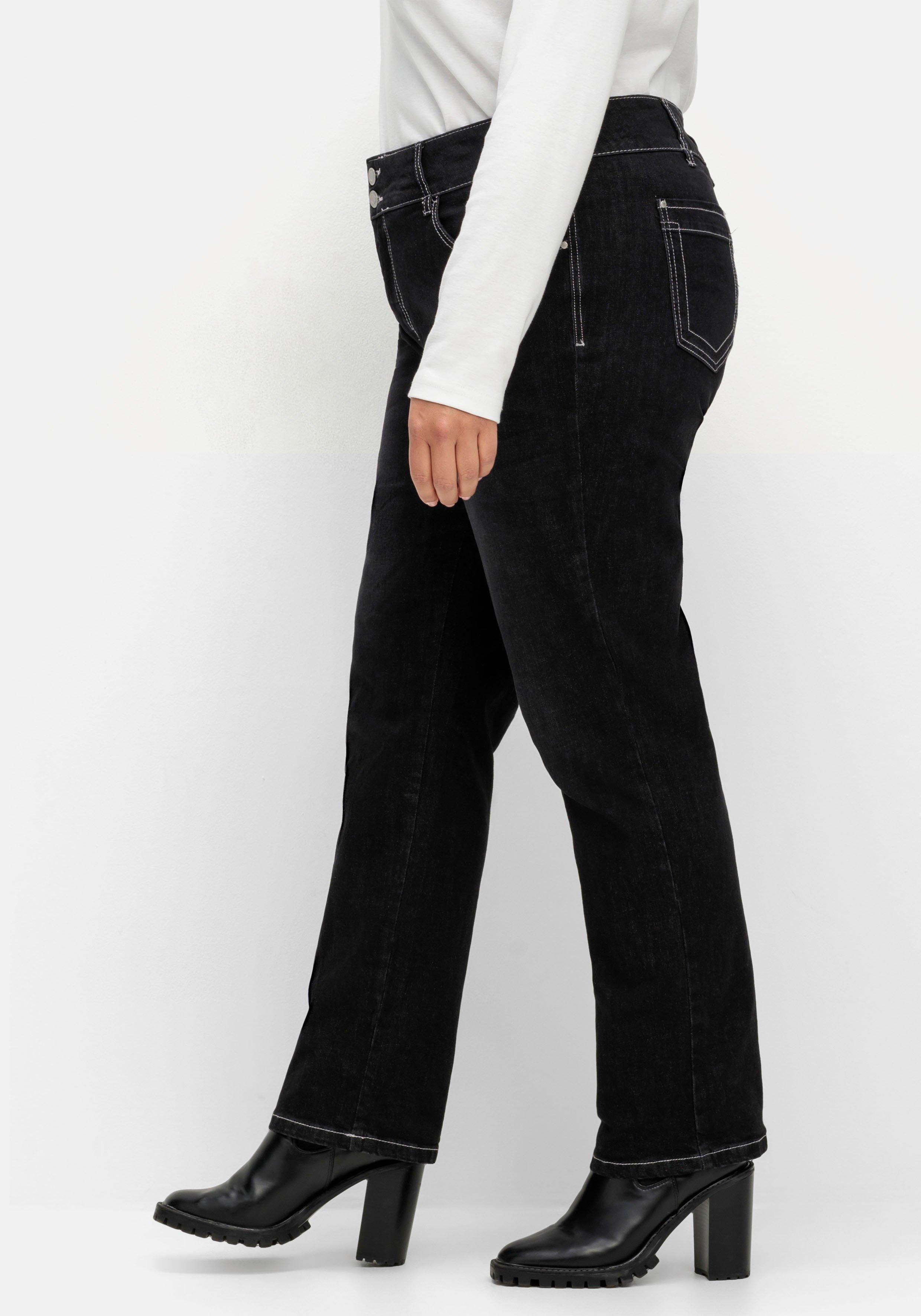 Gerade Jeans mit breitem 2-Knopf-Bund