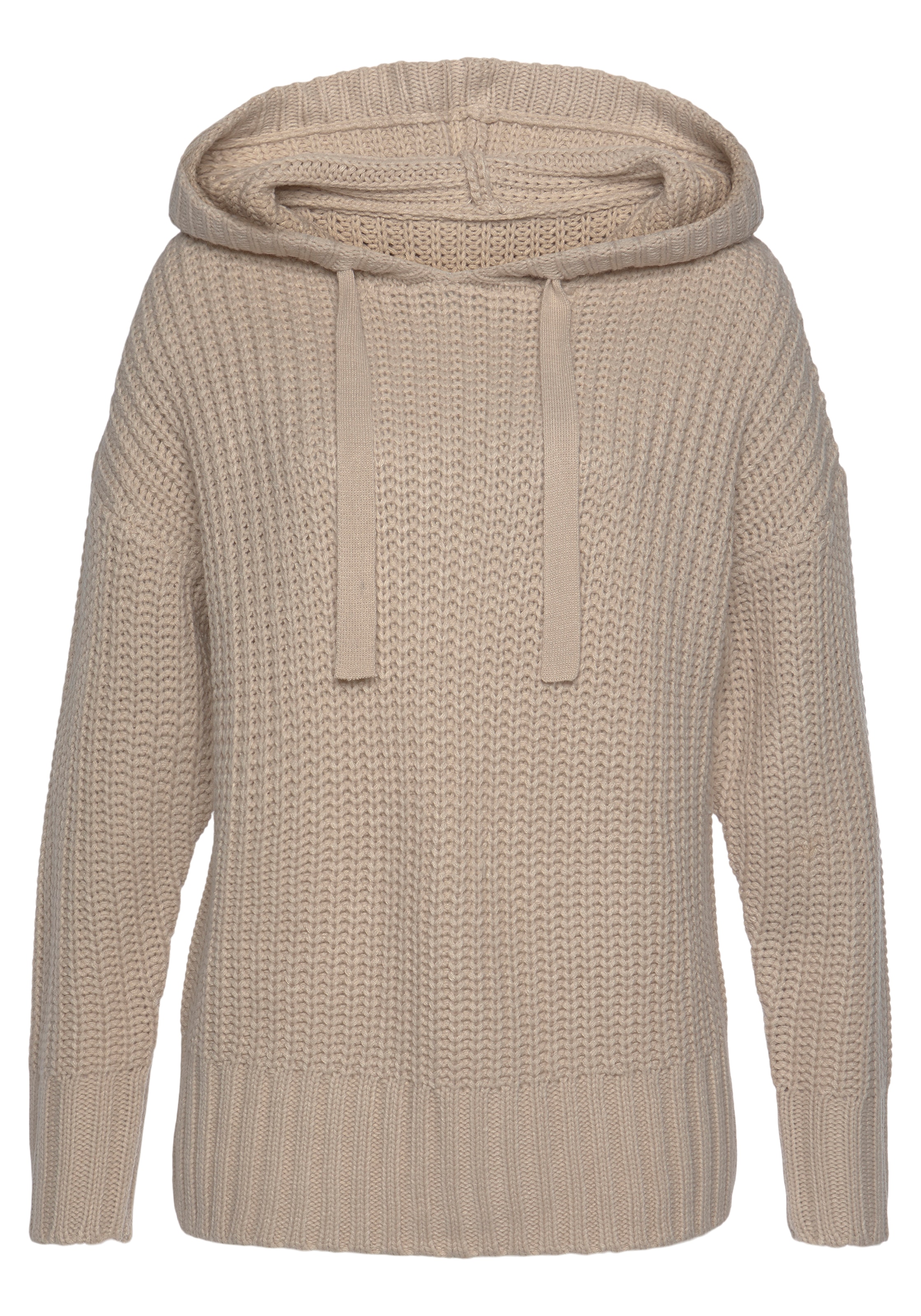 LASCANA Kapuzenpullover aus weichem Grobstrick, weicher Strickpullover mit Kapuze