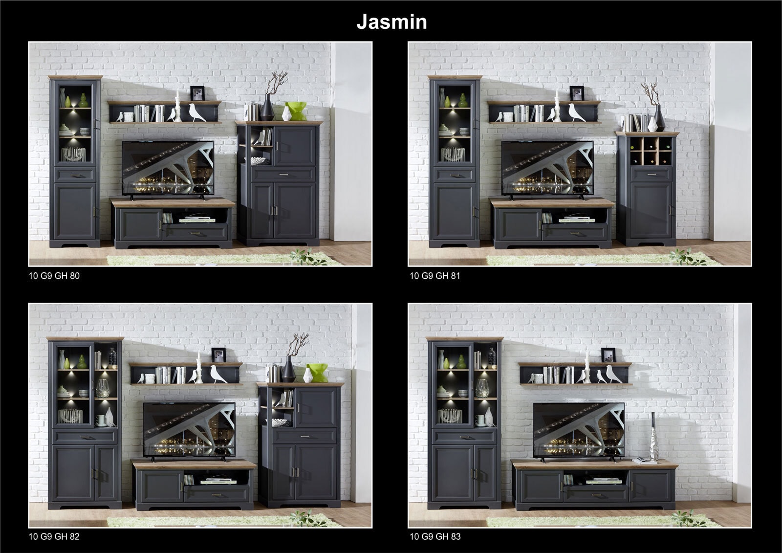 Highboard Jasmin Graphit/Artisan Eiche-Optik 93x150x42 cm