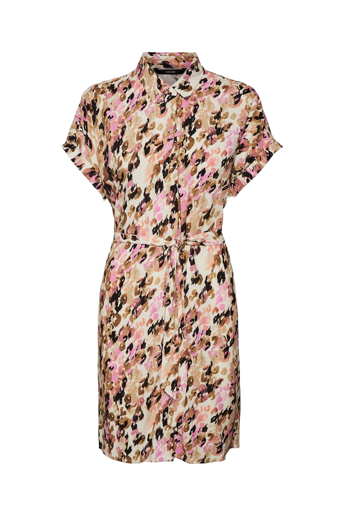 Vestido curto estilo camisa - Marrom