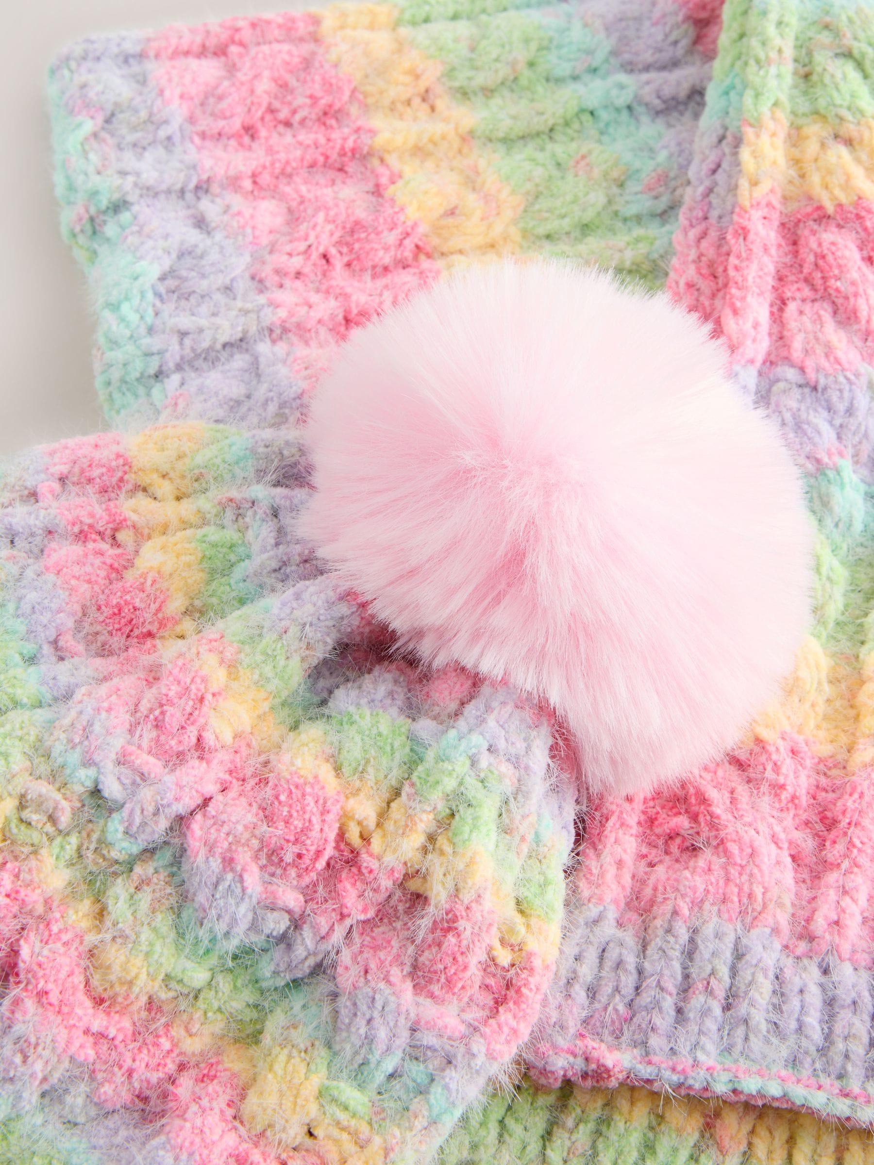 Roze met regenboogprint - Set van beanie en snood (1-13jr)