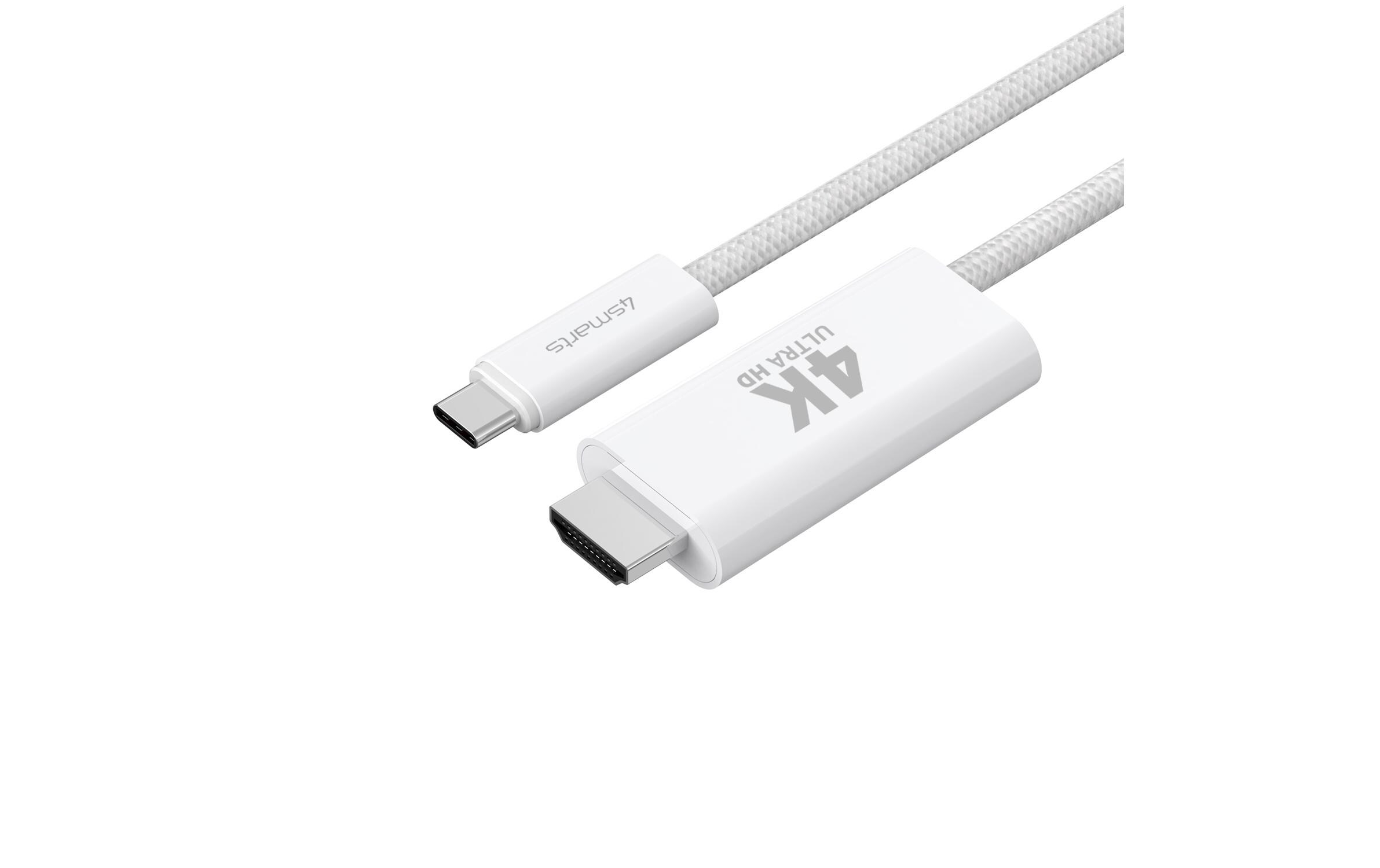 Kabel 4K 60Hz, PD 100W USB Type-C - HDMI, 2 mUSB-C auf HDMI Kabel PD 2m weiss, 4K-Unterstützung, Case Friendly