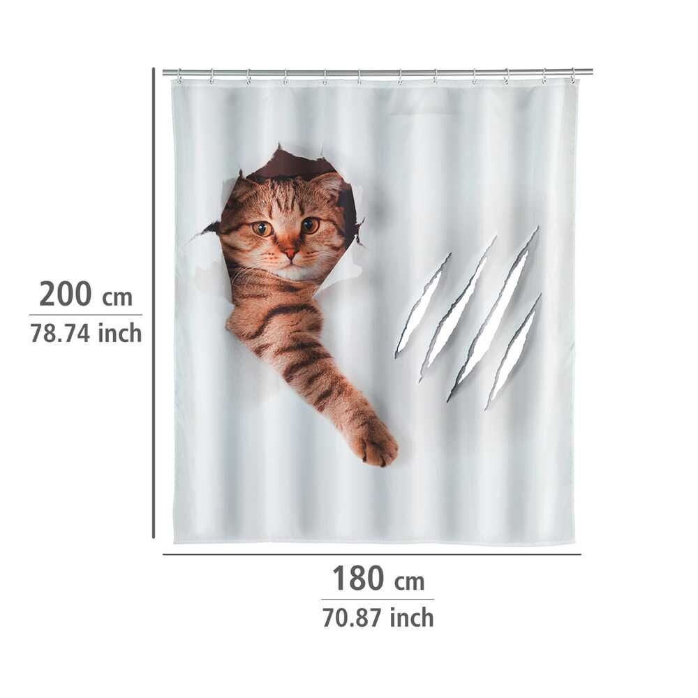 Duschvorhang Katze braun-weiss