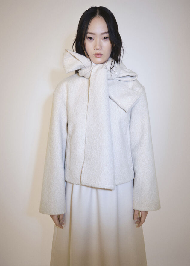 MANGO Jacket with scarf pockets Light beige