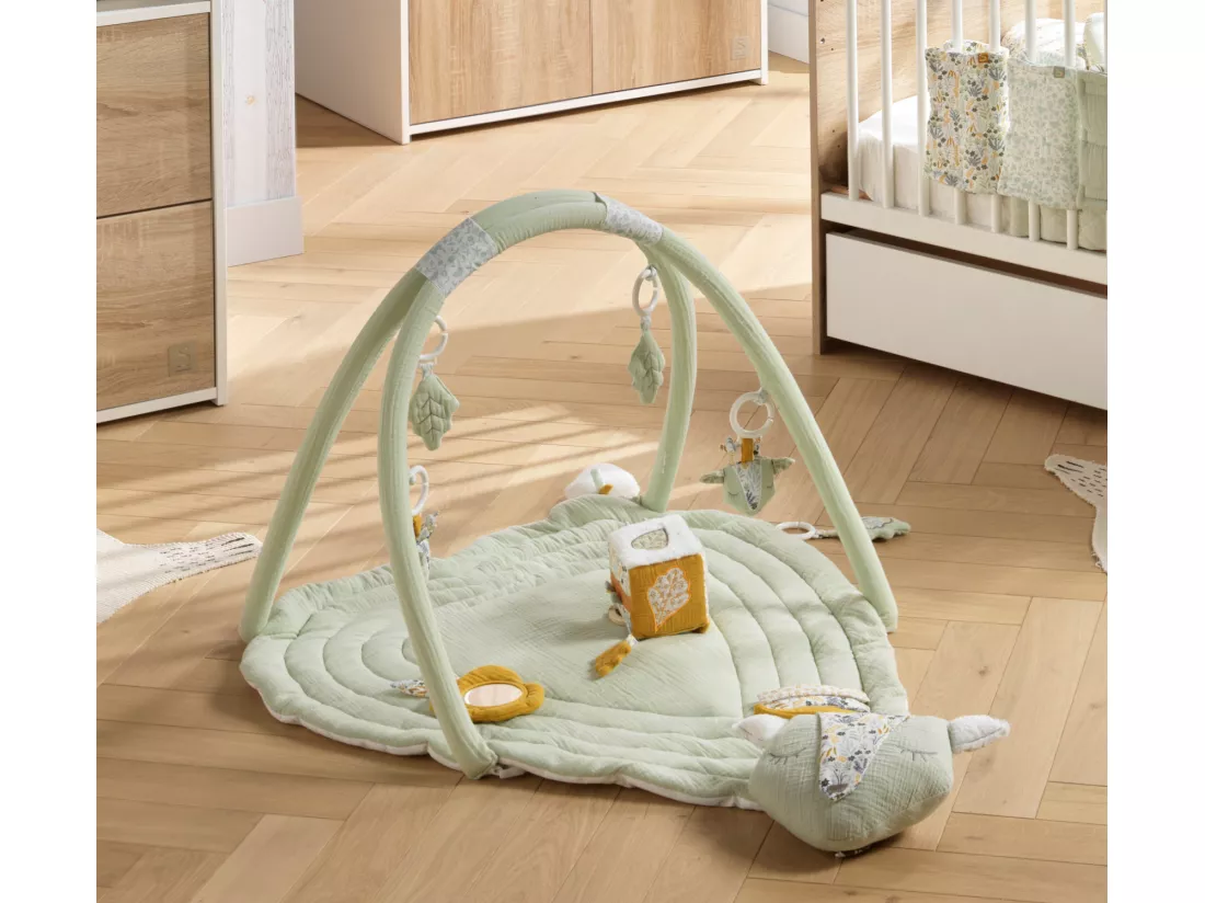 Tapis d'éveil 78x78cm en coton vert tilleul