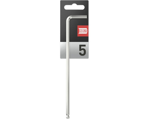 INBUS® 71529 Haakse schroevendraaier (extra lang) 5 mm, met kogelkop — Gemaakt in Duitsland