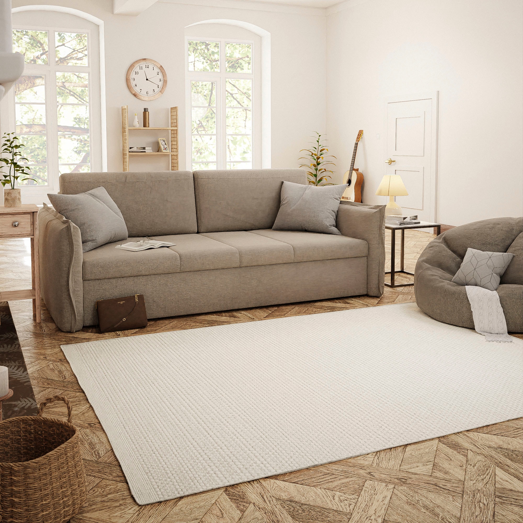 GOODproduct Wollteppich »Wolltraum Pur« rechteckig 10 mm Höhe Wendeteppich, handgewebt, Uni Farben, reine Wolle, Wohnzimmer