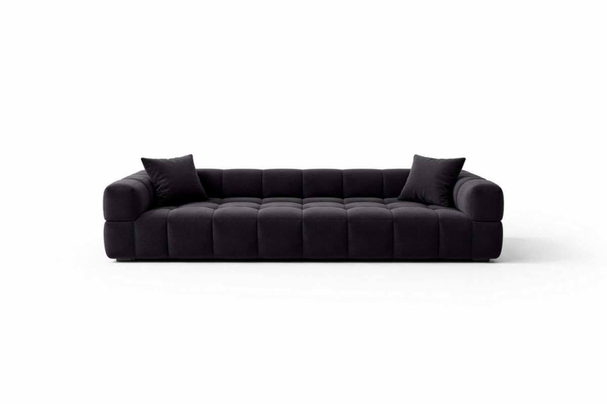 Stoffsofa Schwarz 300cm mit Kissen